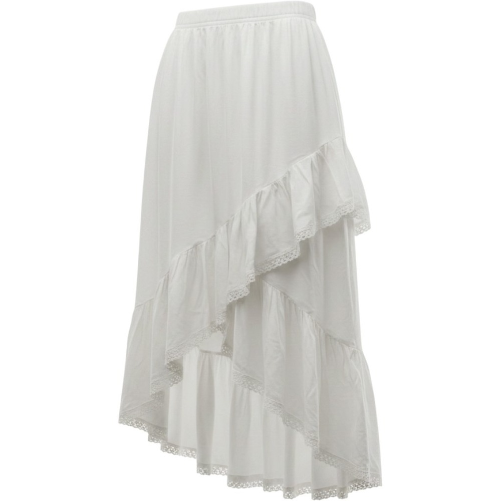 Stein Mart High Low Skirt Women Large White NWT Ruffle Lace Boho 33200SM